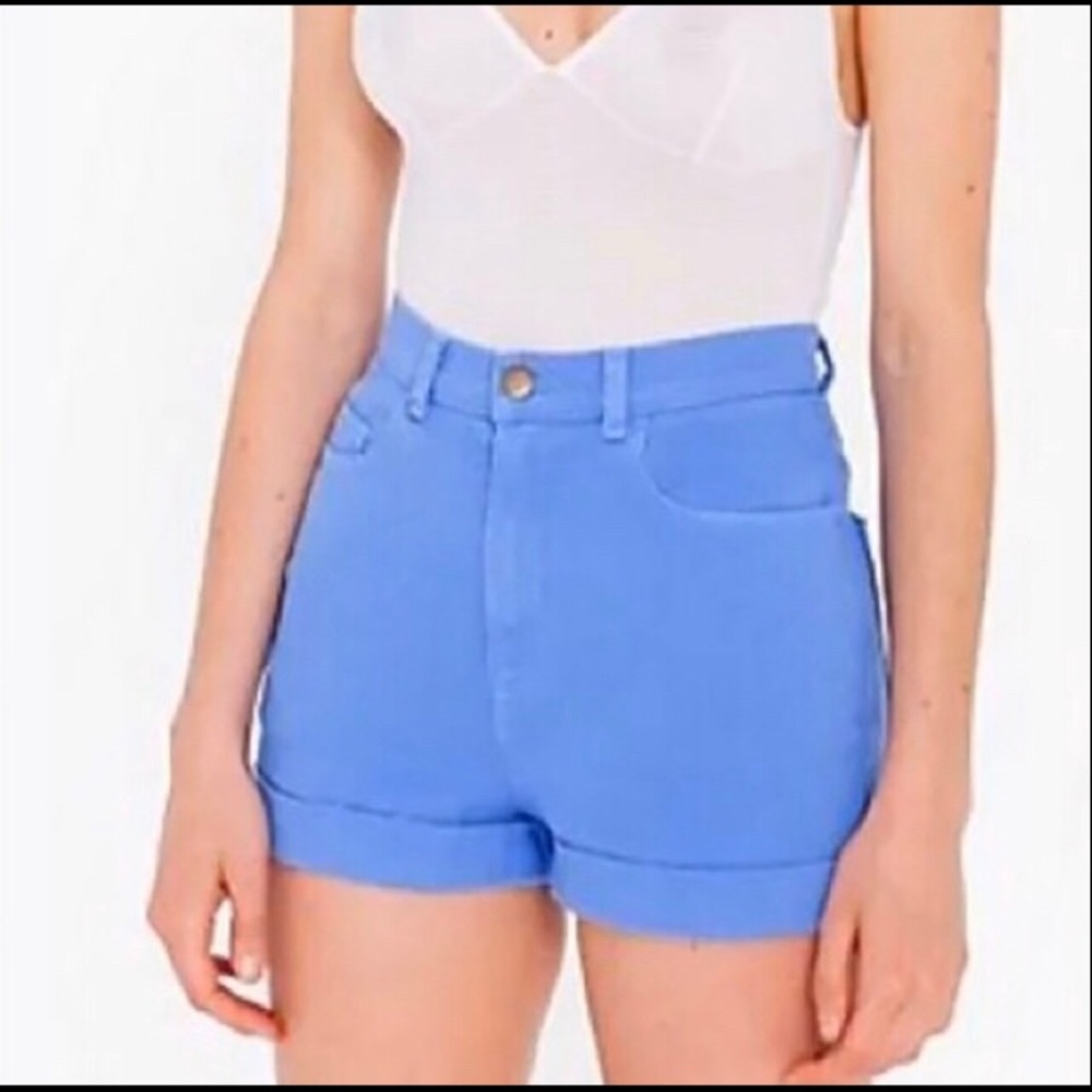 Sky Blue American Apparel Denim High Waist Shorts